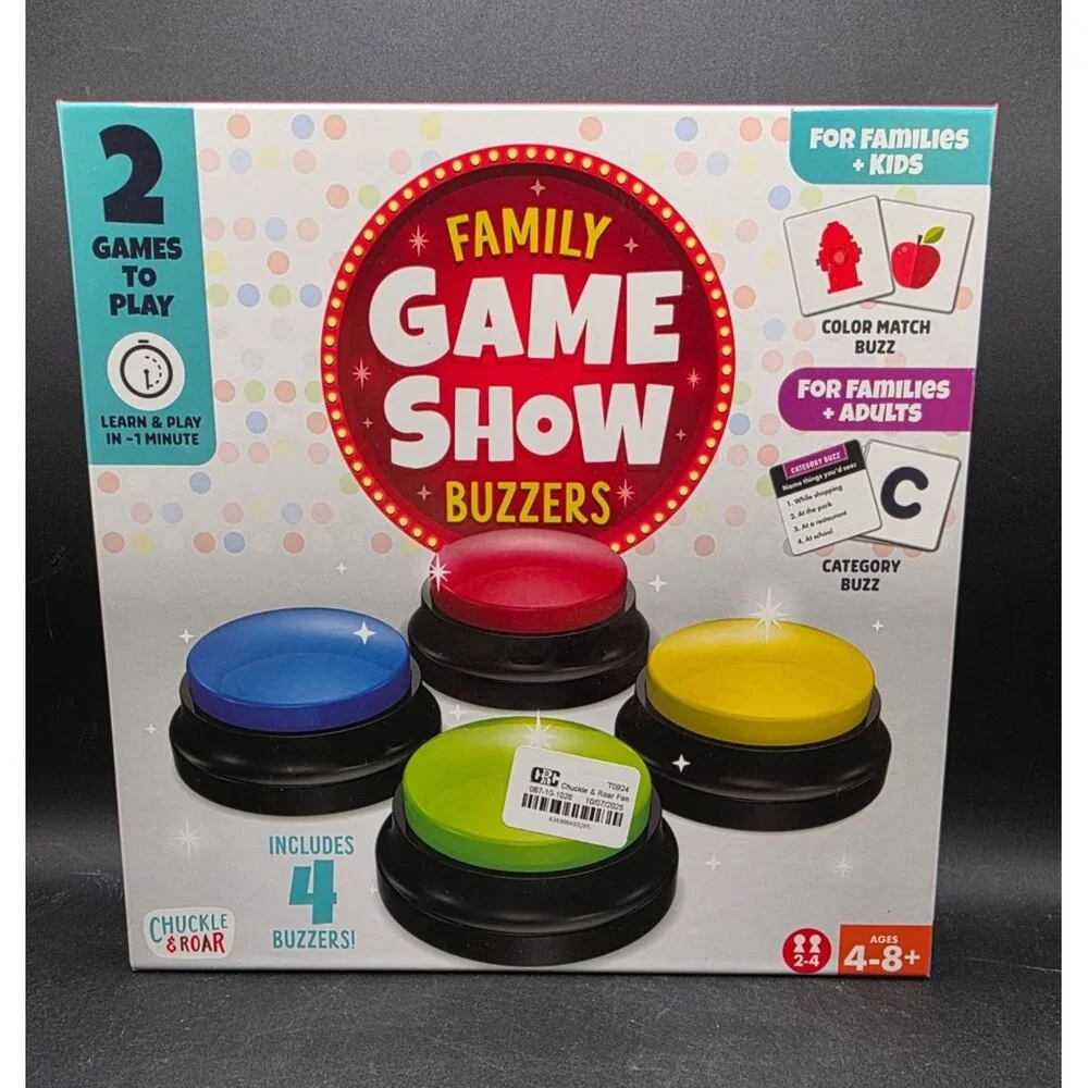 Family Game Show Buzzers 2-Game Set For Kids & Adults Includes 4 Buzzers Ages 4+